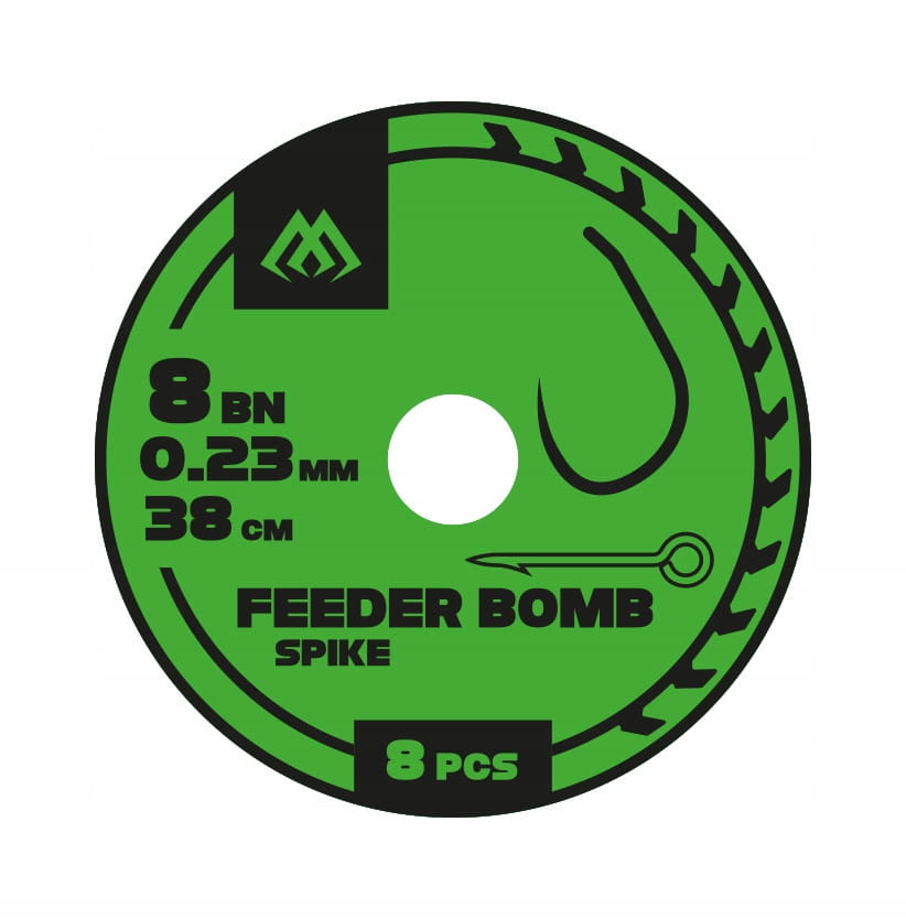 Gotowe przypony hak nr12 feeder bomb z BAGNETEM Mikado 38cm żyłka 0.18mm