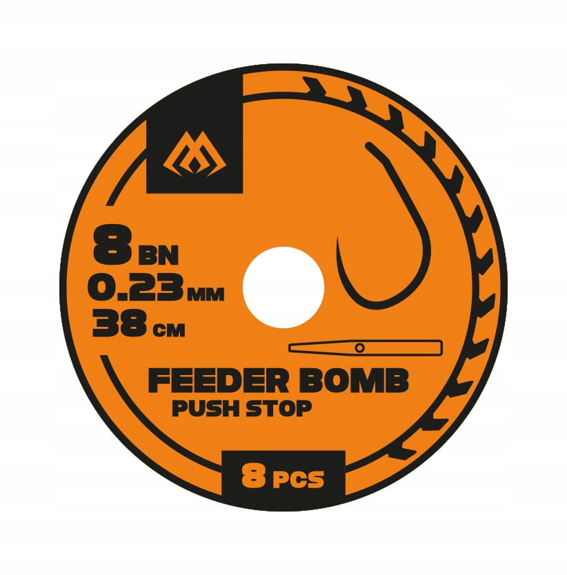 Gotowe przypony hak nr6 feeder bomb z push stopem Mikado 38cm żyłka 0.25mm