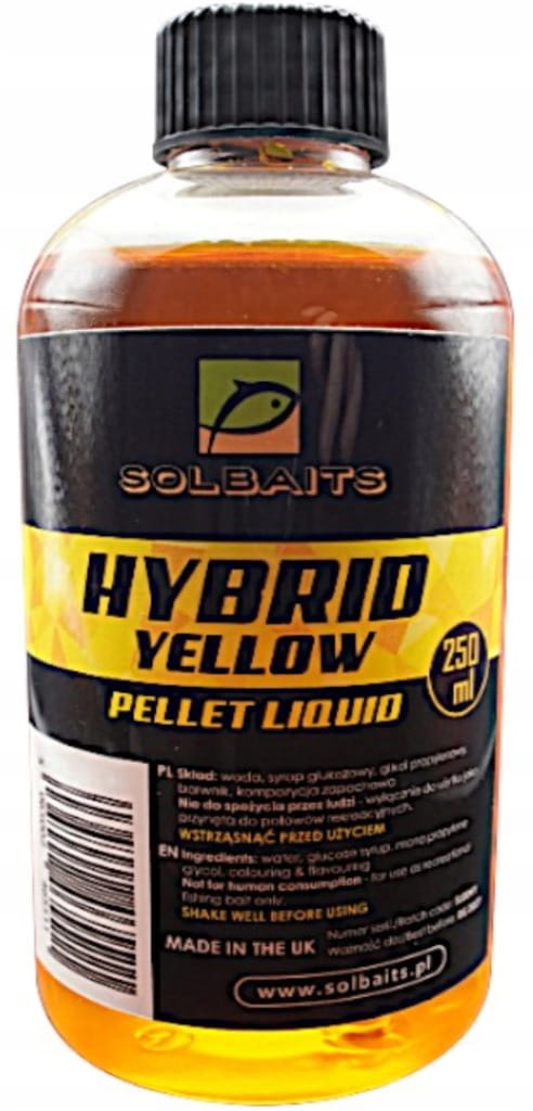 Zalewa Solbaits Pellet Liquid HYBRID yellow 250ml method feeder Żółta