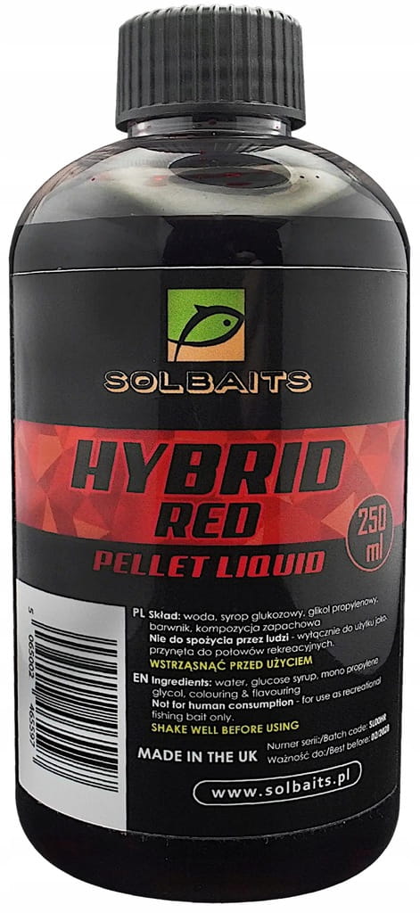 Zalewa Solbaits Pellet Liquid HYBRID RED 250ml method feeder Czerwona