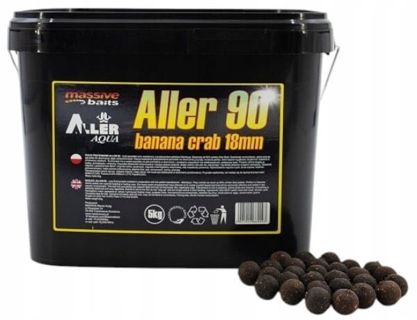 Kulki proteinowe karpia ALLER 90 BANAN CRAB 24mm MASSIVE BAITS wiaderko 5kg