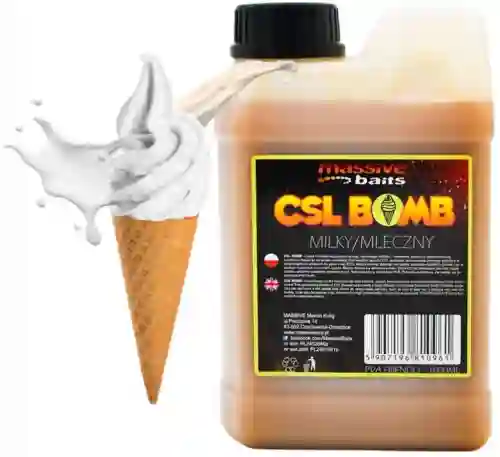 CSL boomb MILKY CREAM Dip Zalewa Booster Liquid karpiowy 1L MASSIVE BAITS