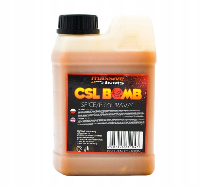CSL boomb STRAWBERRY Dip Zalewa Booster Liquid karpiowy 1L MASSIVE BAITS