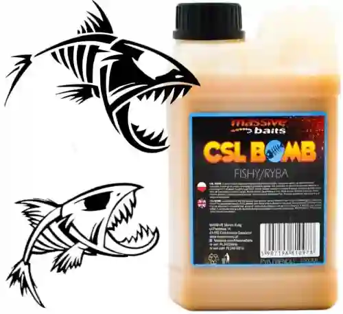 CSL boomb FISHY RYBNY Dip Zalewa Booster Liquid karpiowy 1L MASSIVE BAITS