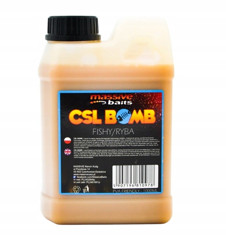CSL boomb FISHY RYBNY Dip Zalewa Booster Liquid karpiowy 1L MASSIVE BAITS