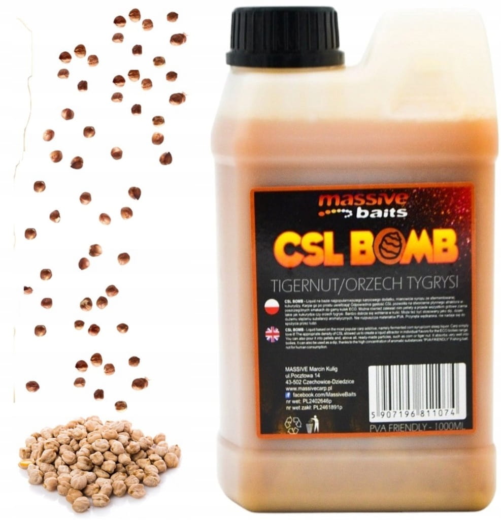 CSL boomb TIGERNUT Dip Zalewa Booster Liquid karpiowy 1L MASSIVE BAITS