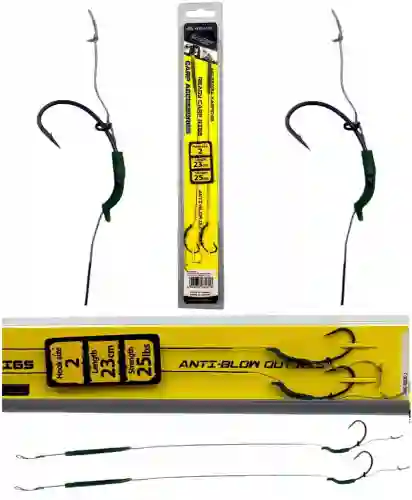 Przypony karpiowe hak nr2 25lbs 23cm ANTI BLOW OUT plecionka w otulinie