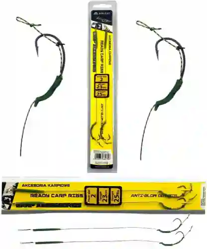 Przypony karpiowe hak nr6 25lbs 23cm ANTI BLOW OUT MIKADO plecionka miękka
