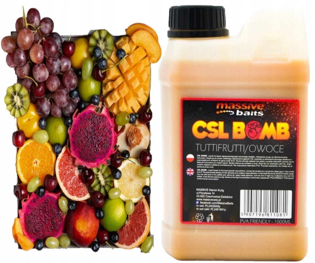 CSL boomb TUTTI FRUTTI Zalewa Booster Liquid karpiowy 1L MASSIVE BAITS