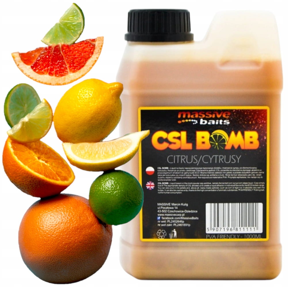 CSL boomb CITRUS Zalewa Booster Liquid karpiowy 1L MASSIVE BAITS
