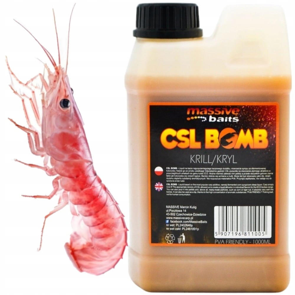 CSL boomb KRILL Zalewa Booster Liquid karpiowy 1L MASSIVE BAITS