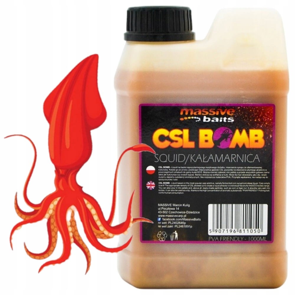 CSL boomb SQUID Zalewa Booster Liquid karpiowy 1L MASSIVE BAITS