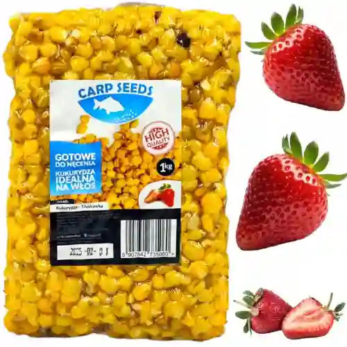 Kukurydza naturalna TRUSKAWKA 1kg Carp Seeds gotowe ziarna wędkarskie