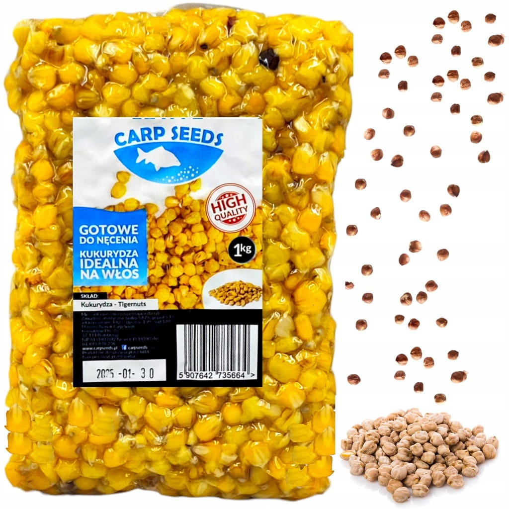 Kukurydza naturalna ORZECH TYGRYSI 1kg Carp Seeds gotowe ziarna wędkarskie
