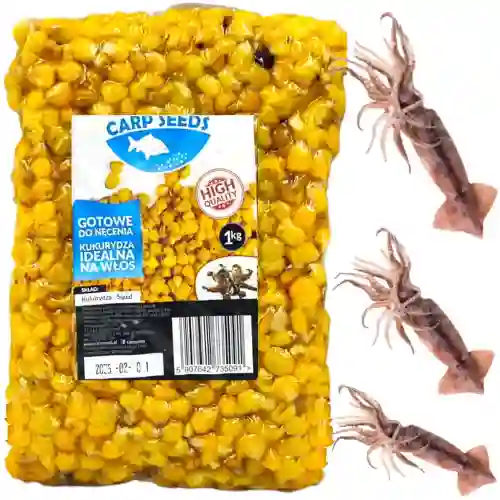 Kukurydza naturalna SQUID 1kg Carp Seeds gotowe ziarna wędkarskie