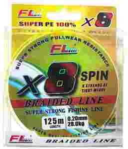 Plecionka 0,20 mm x 125 m ośmiosplotowa x8 Braid line ŻÓŁTA FLUO
