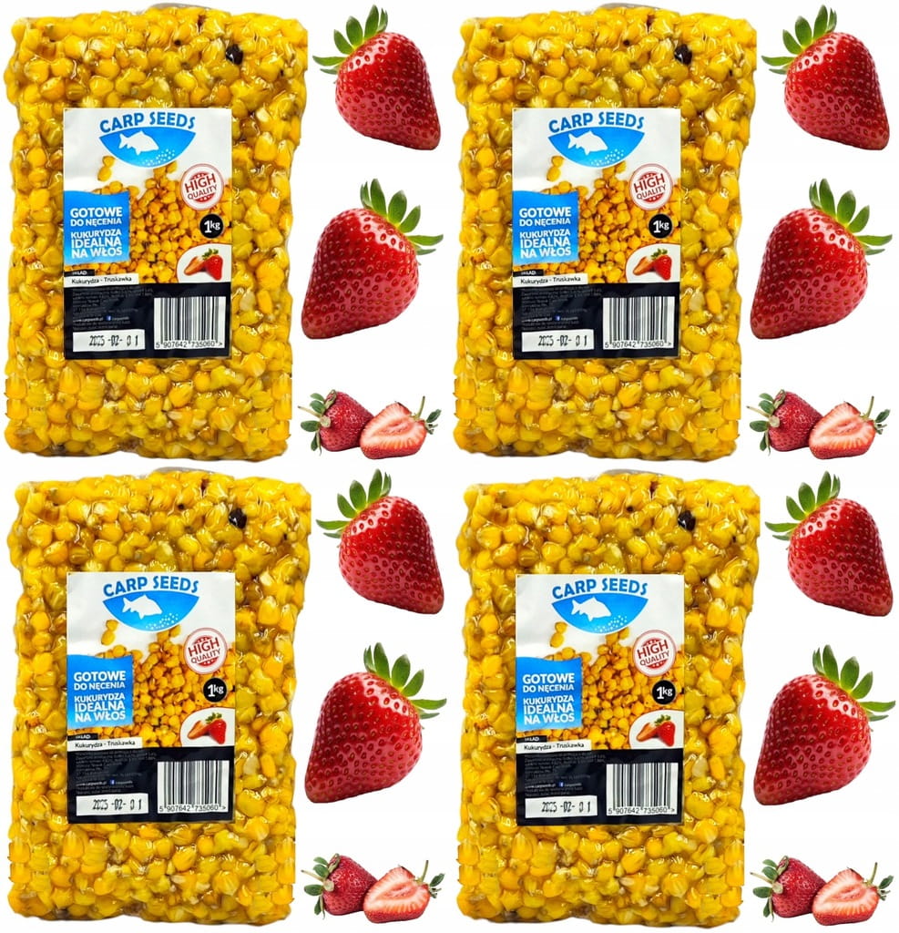 4x Ziarna zanętowe gotowe KONOPIA KUKURYDZA PSZENICA MIKS A 1kg Carp Seed