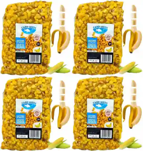 4x Kukurydza zanętowa wędkarska 1kg NATURALNA BANAN gotowe ziarna Carp