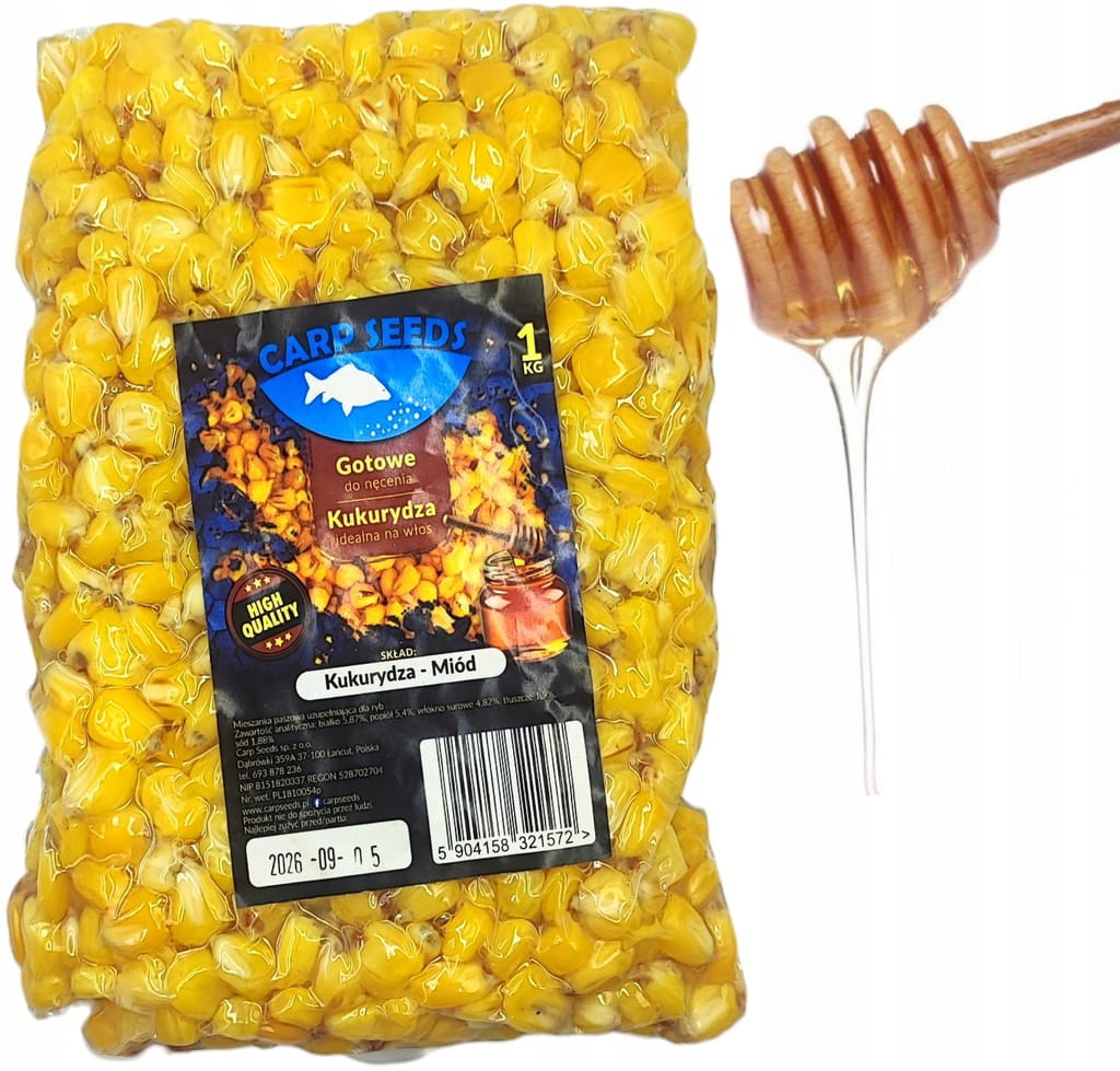 Kukurydza naturalna MIÓD 1kg Carp Seeds gotowe ziarna wędkarskie