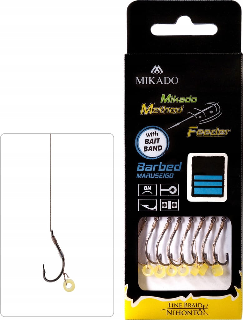 Przypon przypony z gumką hak zadziorowy nr10 method feeder 10cm plecionka