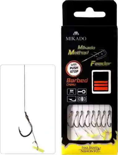 Przypon przypony hak nr6 zadziorowy Mikado do method feeder z push stopem