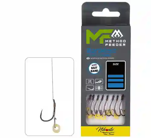 Przypon przypony 10cm z gumką hak nr8 bez zadziorowy method feeder plecion